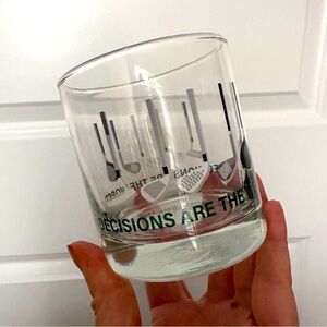🐻 Cristar Golf Whiskey Tumbler Glass “Decisions Are The Worst!" 10.5 oz. Cup NWT